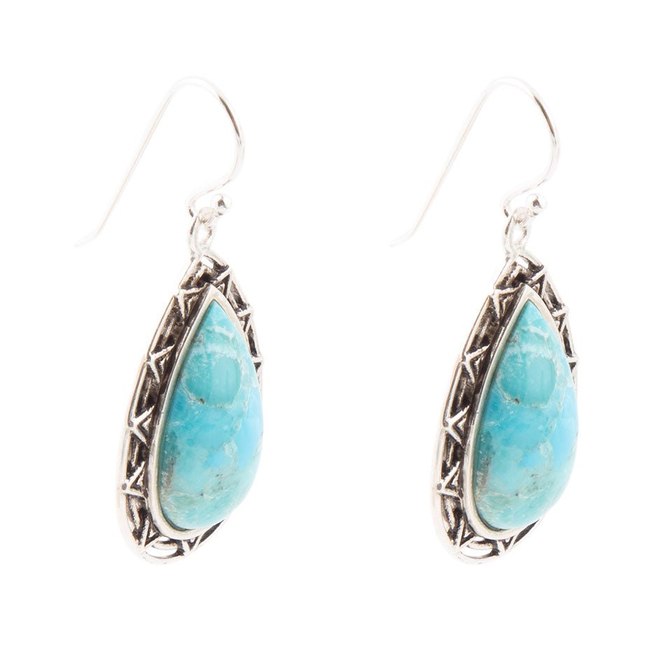 Perfect Blue Turquoise Sterling Silver Drop Earrings