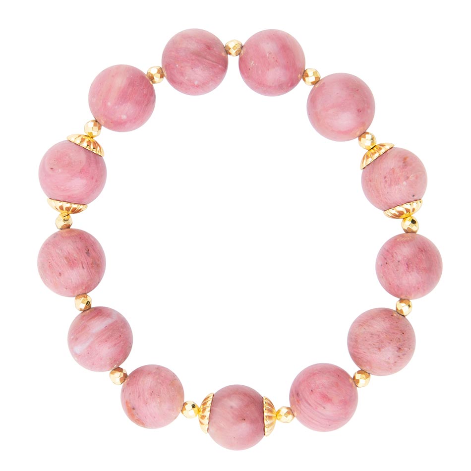 Pink Rhodonite Chunky Golden Stretch Bracelet