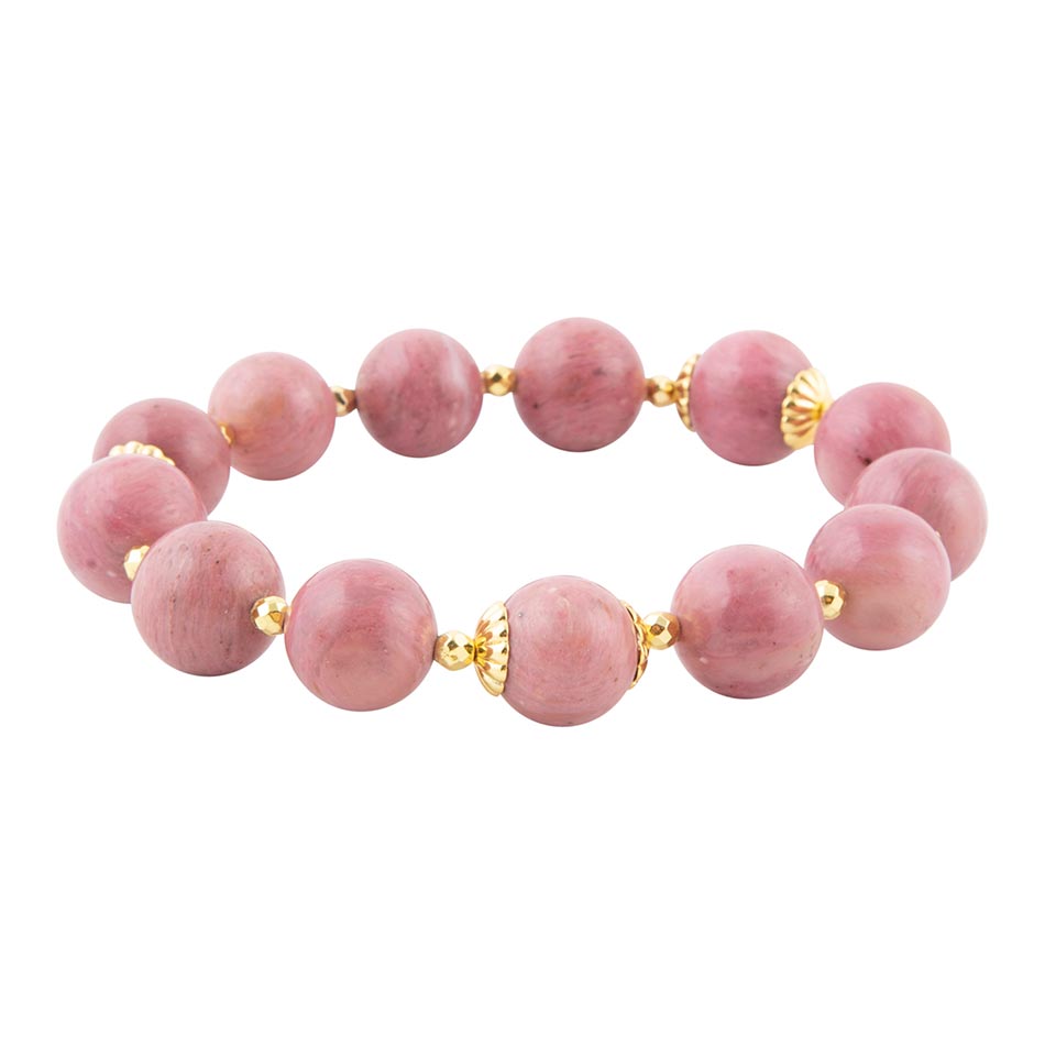 Pink Rhodonite Chunky Golden Stretch Bracelet