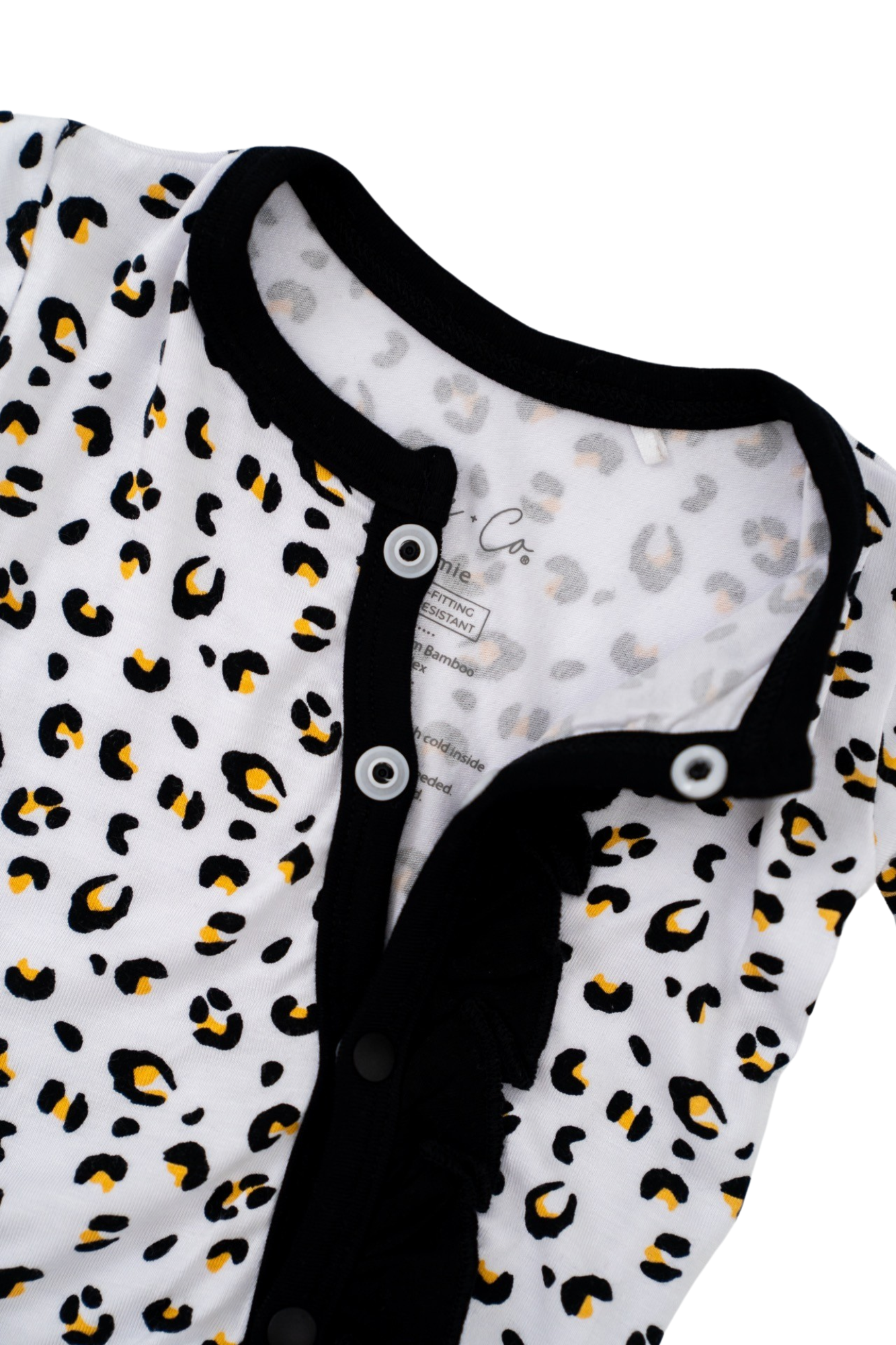 Leopard Bamboo Ruffle Convertible Footie Baby One-Piece Laree + Co.