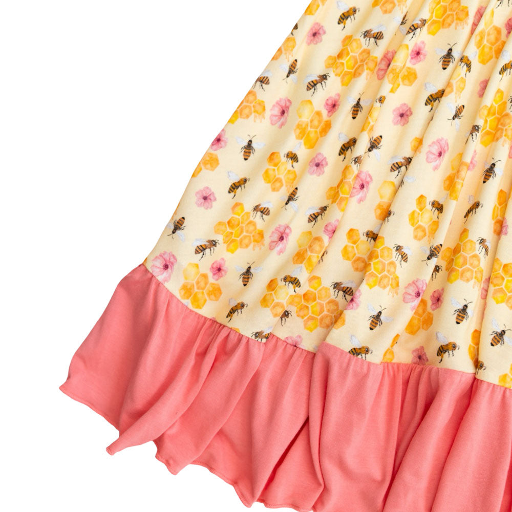 Bamboo Ruffle Spin Dress Knee-Length Short Sleeves BellaGrace
