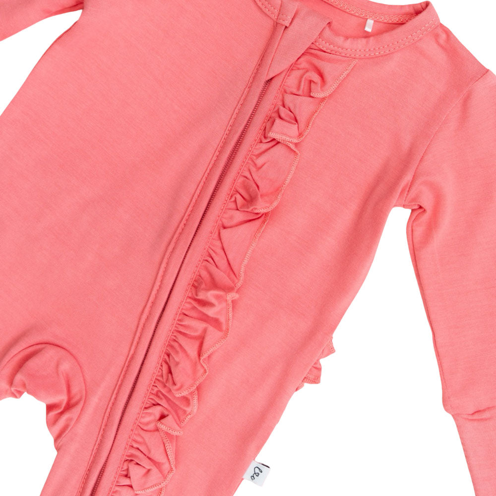 Solid Bamboo Ruffle Convertible Footie Baby Clothing Laree + Co.