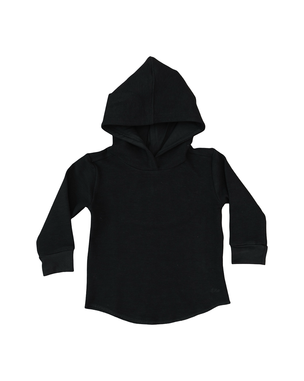Waffle Knit Hooded Pullover Cozy Onyx Laree + Co.