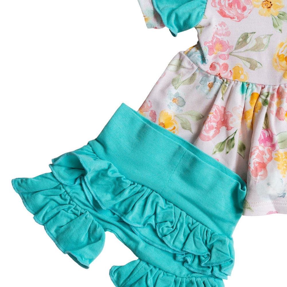Floral Bamboo Peplum Set with Bummie Lightweight Cozy Baby Outfit