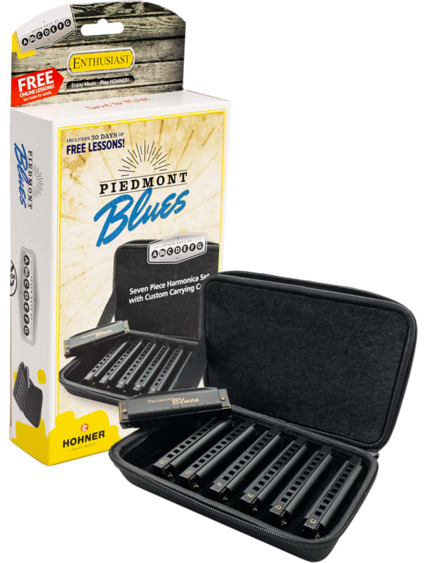 Hohner Piedmont Blues Matte Finish Harmonica Set 7-piece with Case
