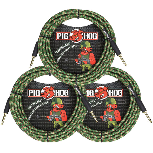 Pig Hog Camouflage 20 Foot Instrument Cable 3 Pack