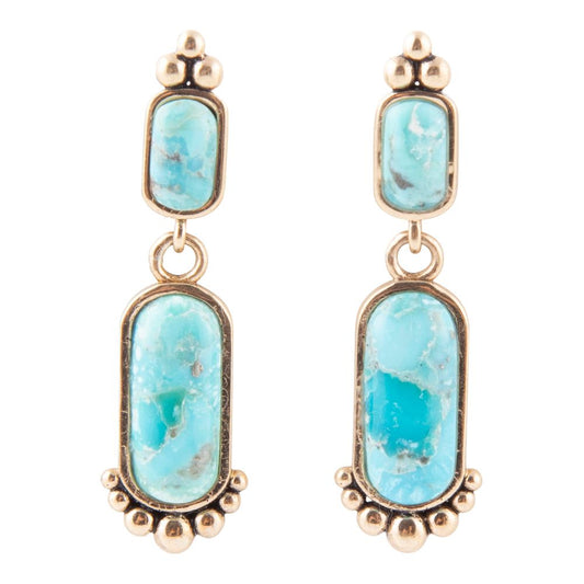 Plateau Blue Turquoise and Golden Earrings