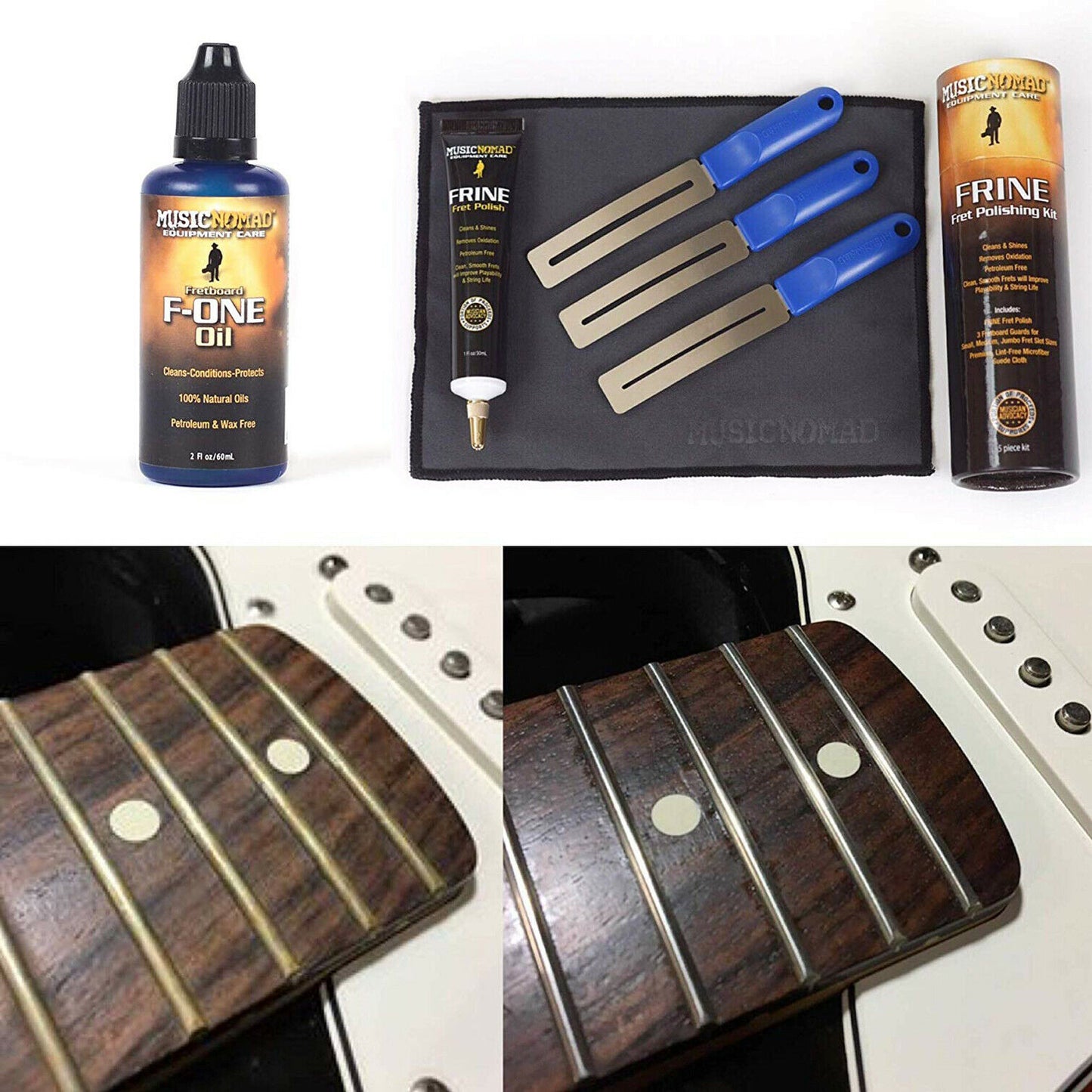 Music Nomad Total Fretboard Care Set Oil Cleaner Conditioner Protector Polishing Kit MN144