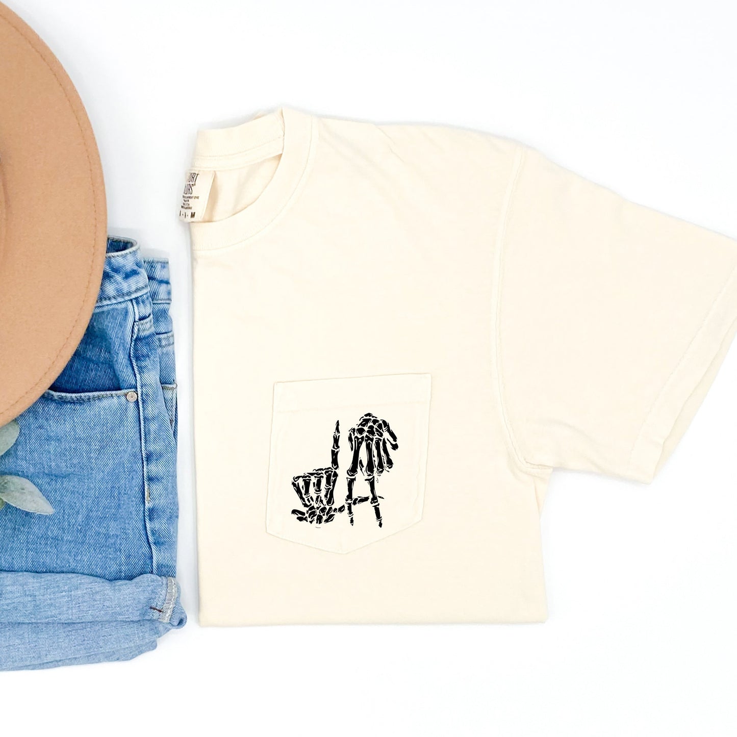 Skeleton Halloween Pocket Comfort Colors Tshirt