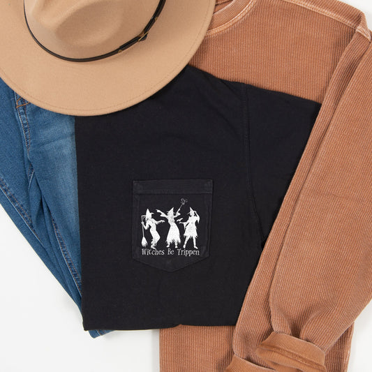 Witches Be Trippin Halloween Pocket Comfort Colors Tshirt