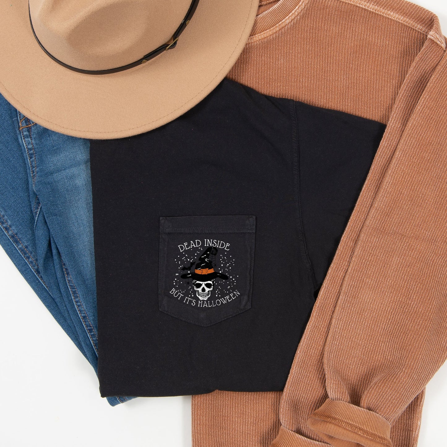 Dead Inside But It's Halloween Pocket T-shirt Comfort Colors