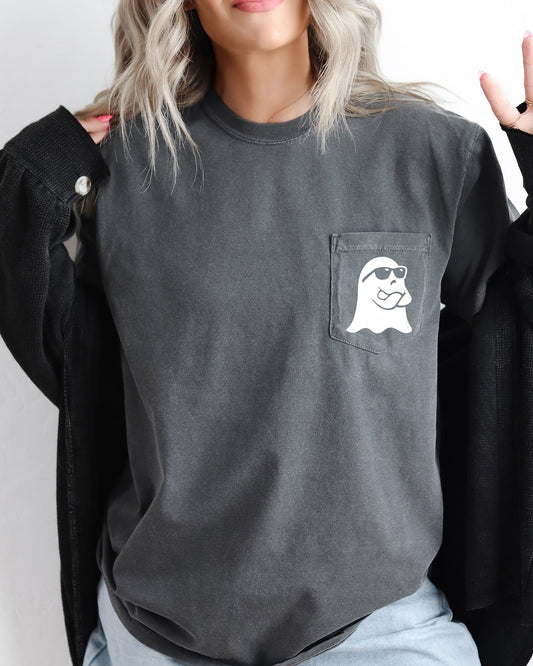 Ghost Arms Crossed Graphic Pocket Tee Comfort Colors T-Shirt