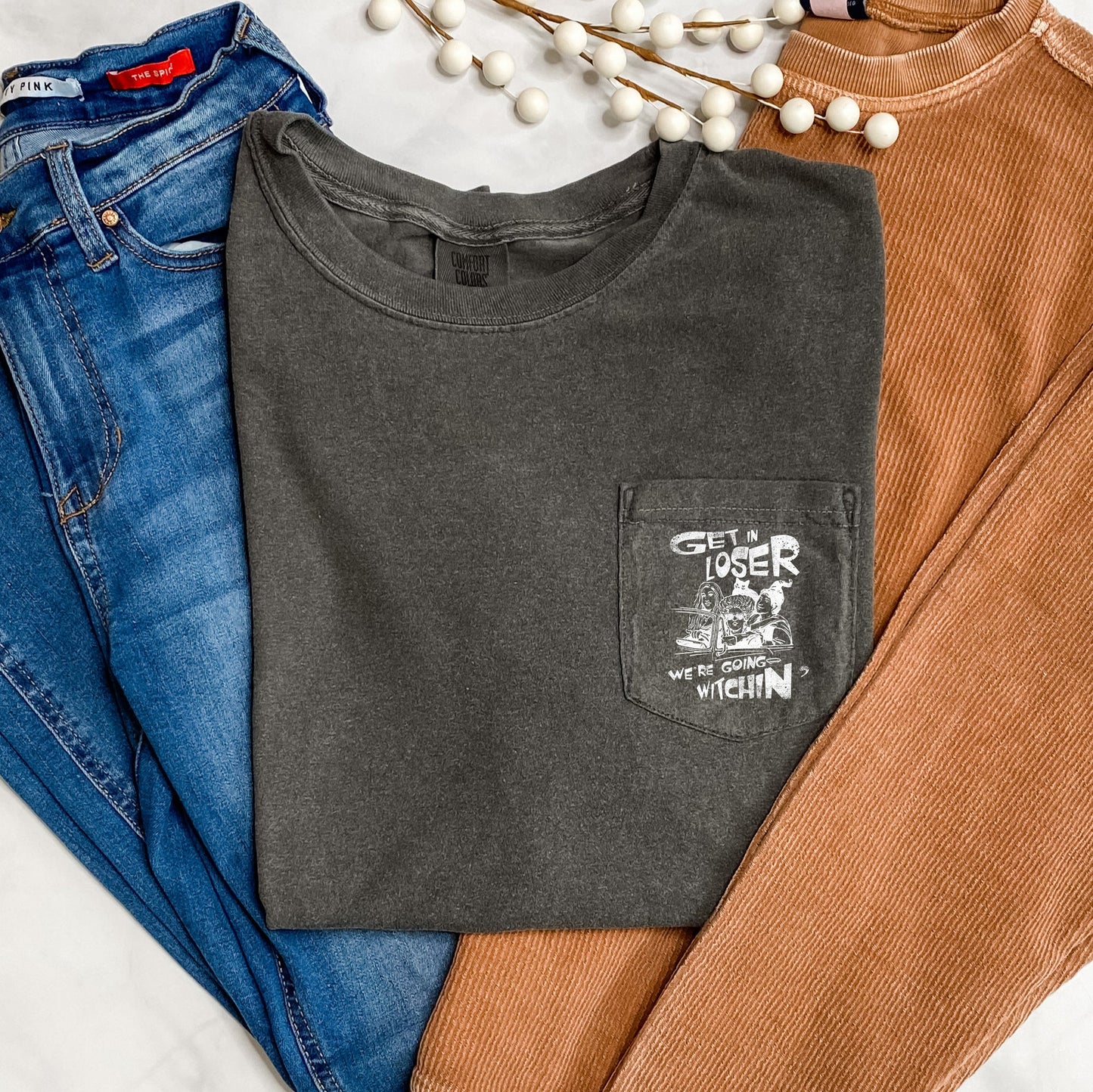 Halloween Pocket Comfort Colors T-shirt We're Going Witchin'