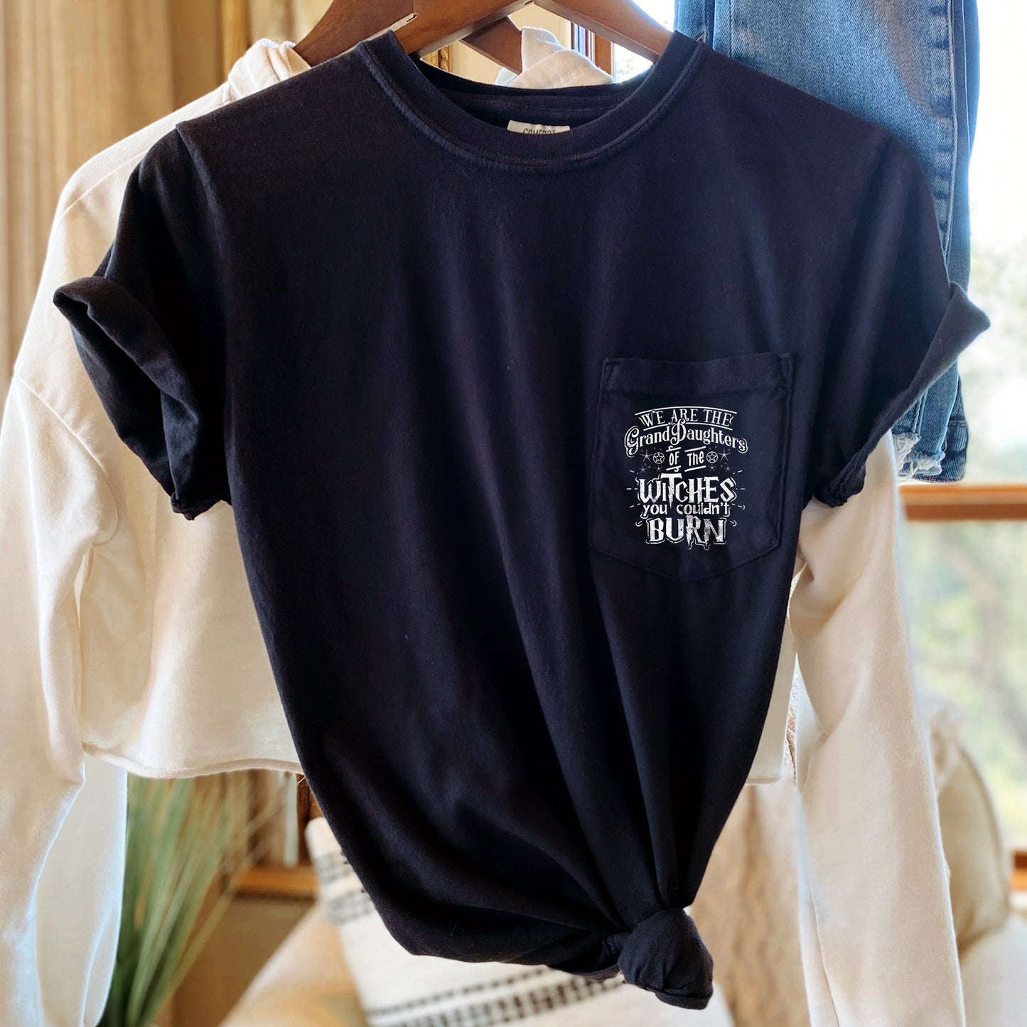 Grand Daughters Of The Witches Halloween Pocket Comfort Colors Tshirt