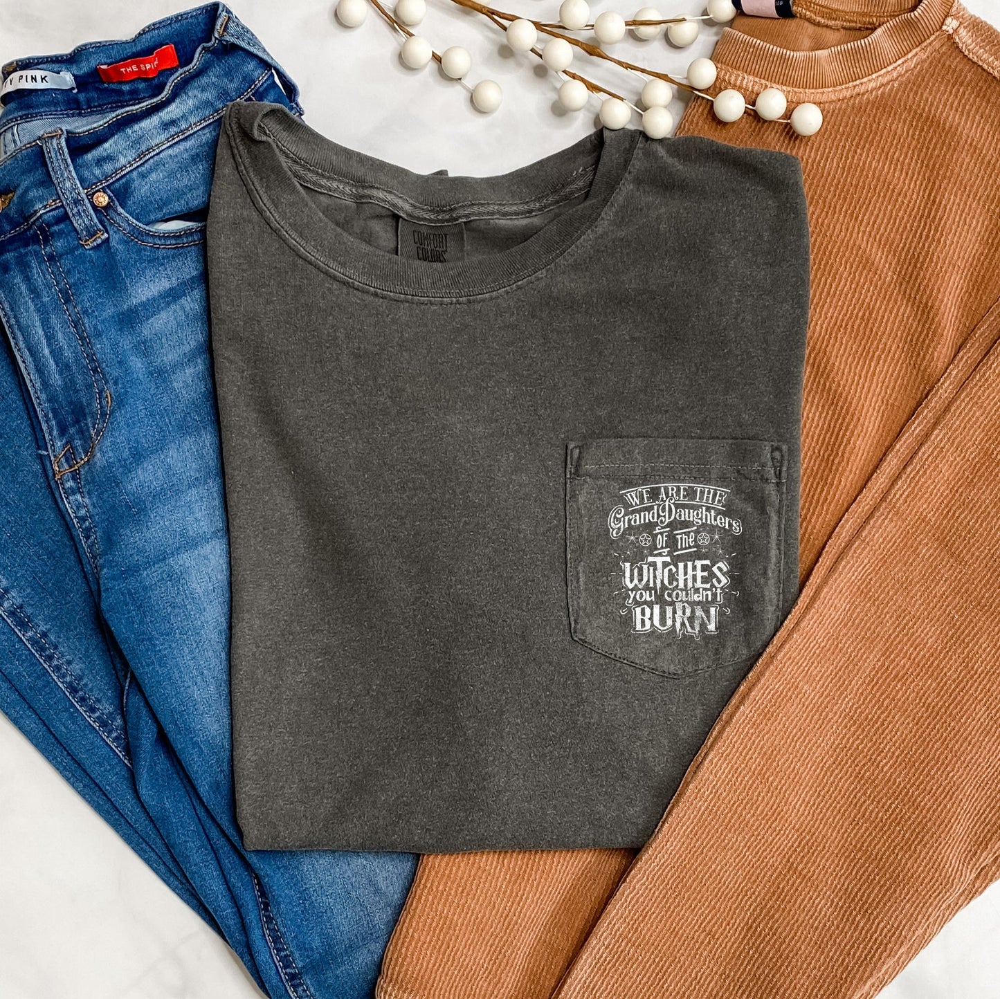 Grand Daughters Of The Witches Halloween Pocket Comfort Colors Tshirt