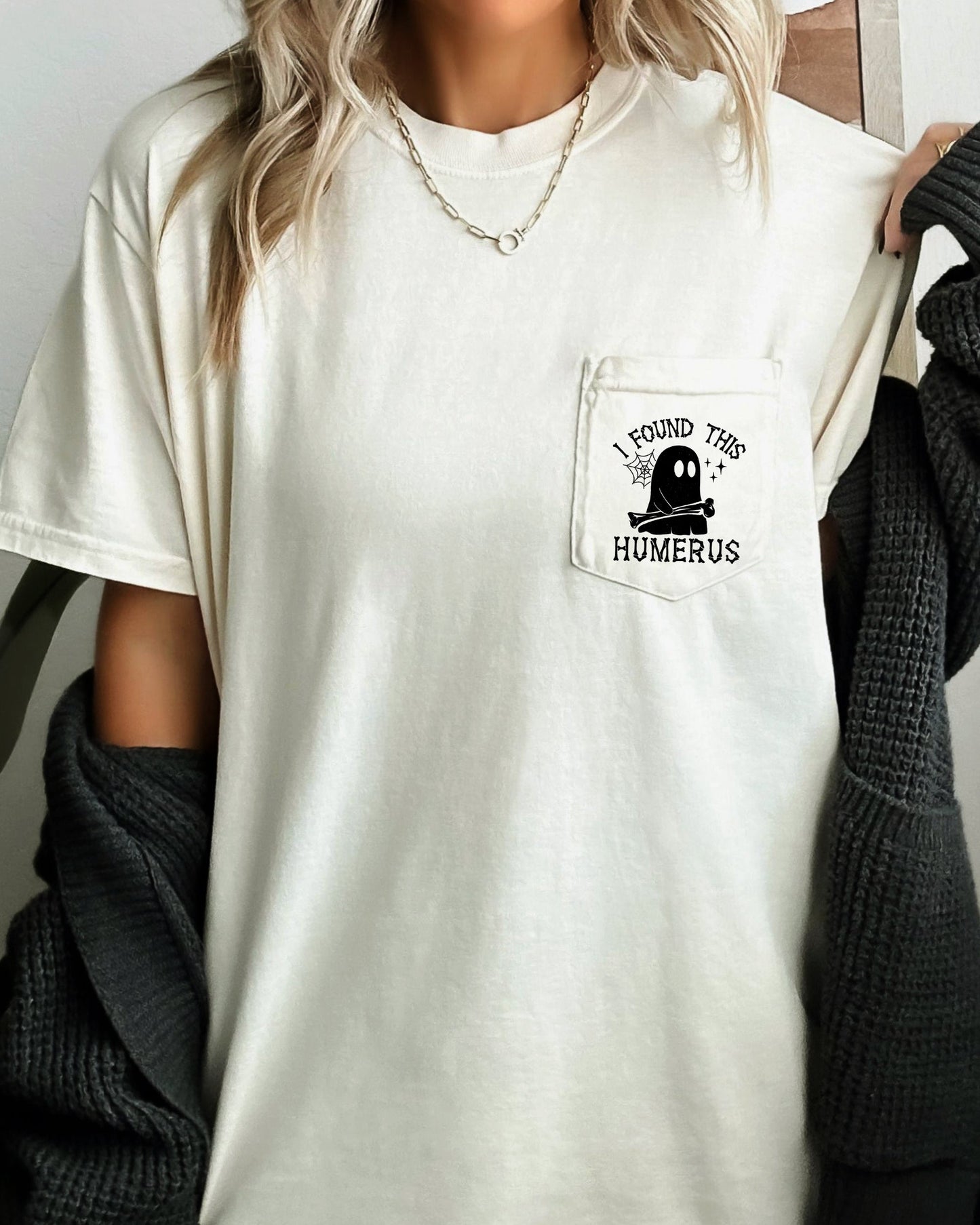 Ghost Halloween Pocket Tee Comfort Colors T-Shirt