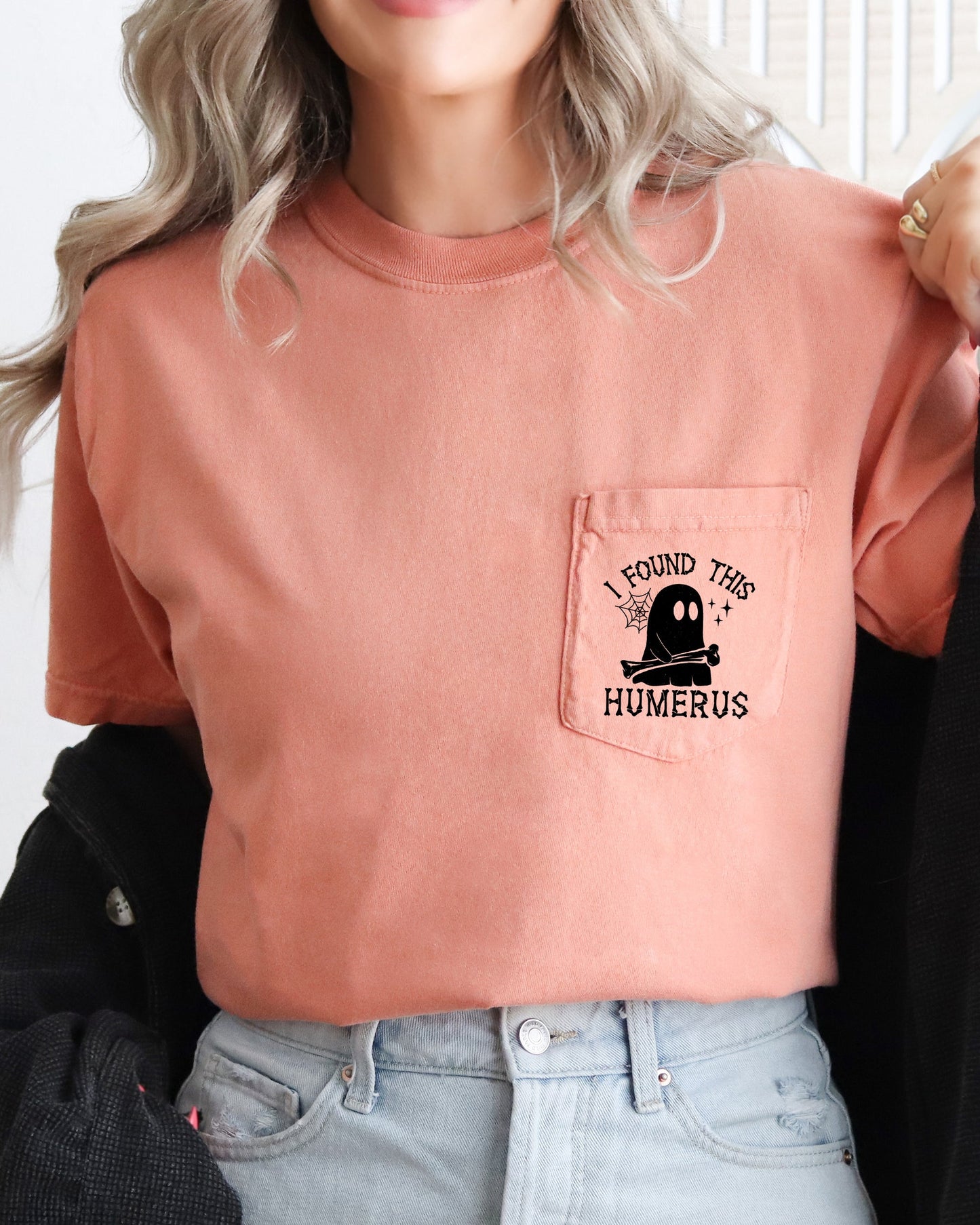 Ghost Halloween Pocket Tee Comfort Colors T-Shirt