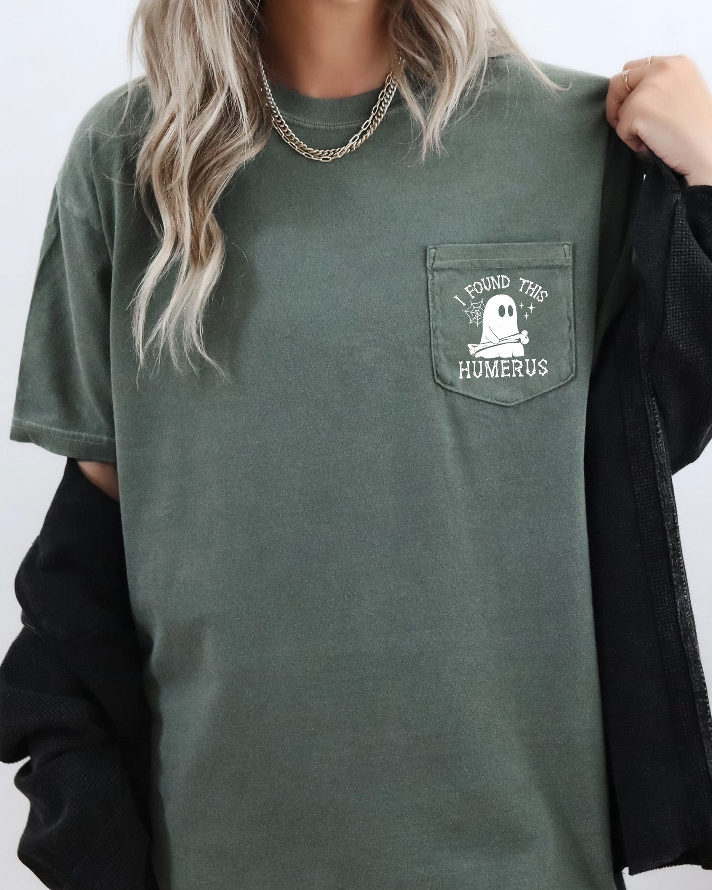 Ghost Halloween Pocket Tee Comfort Colors T-Shirt