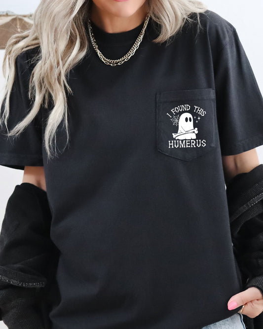 Ghost Halloween Pocket Tee Comfort Colors T-Shirt