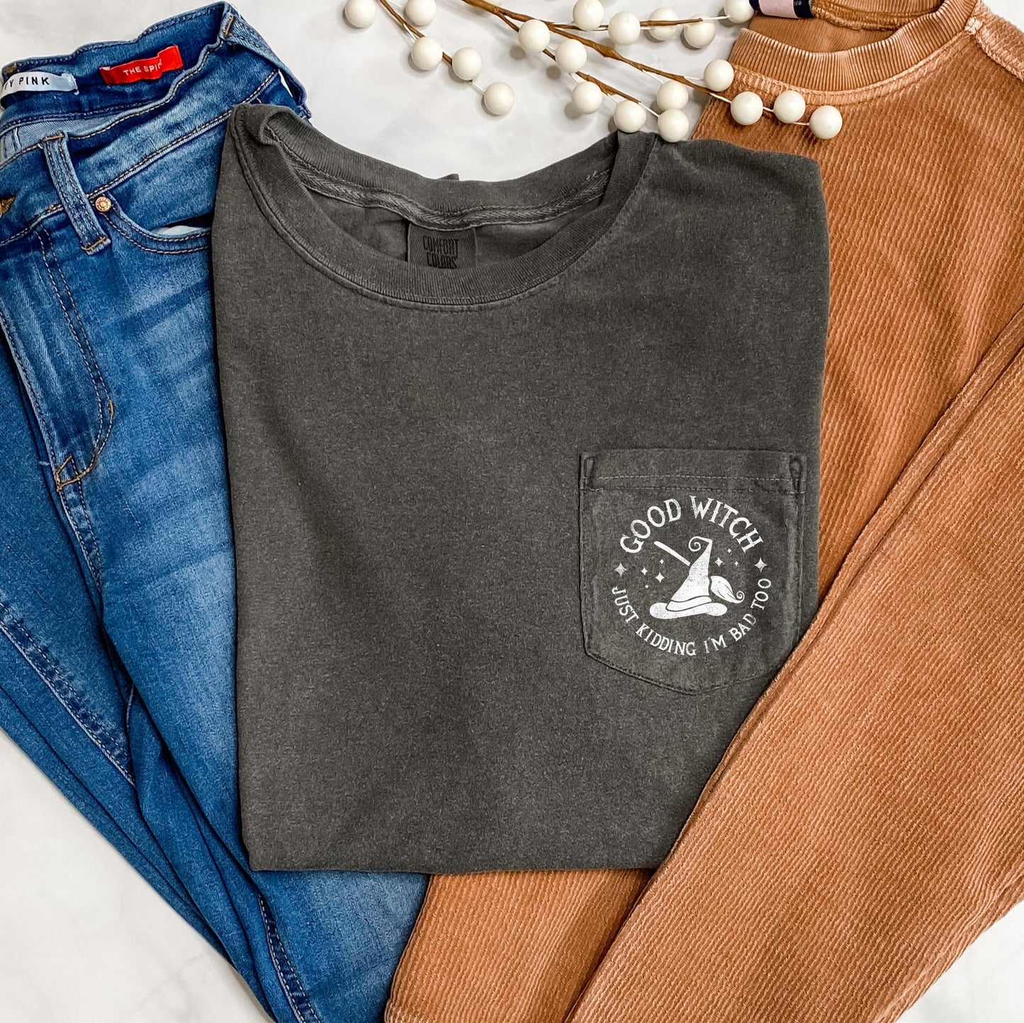 Good Witch Halloween Pocket Comfort Colors T-shirt