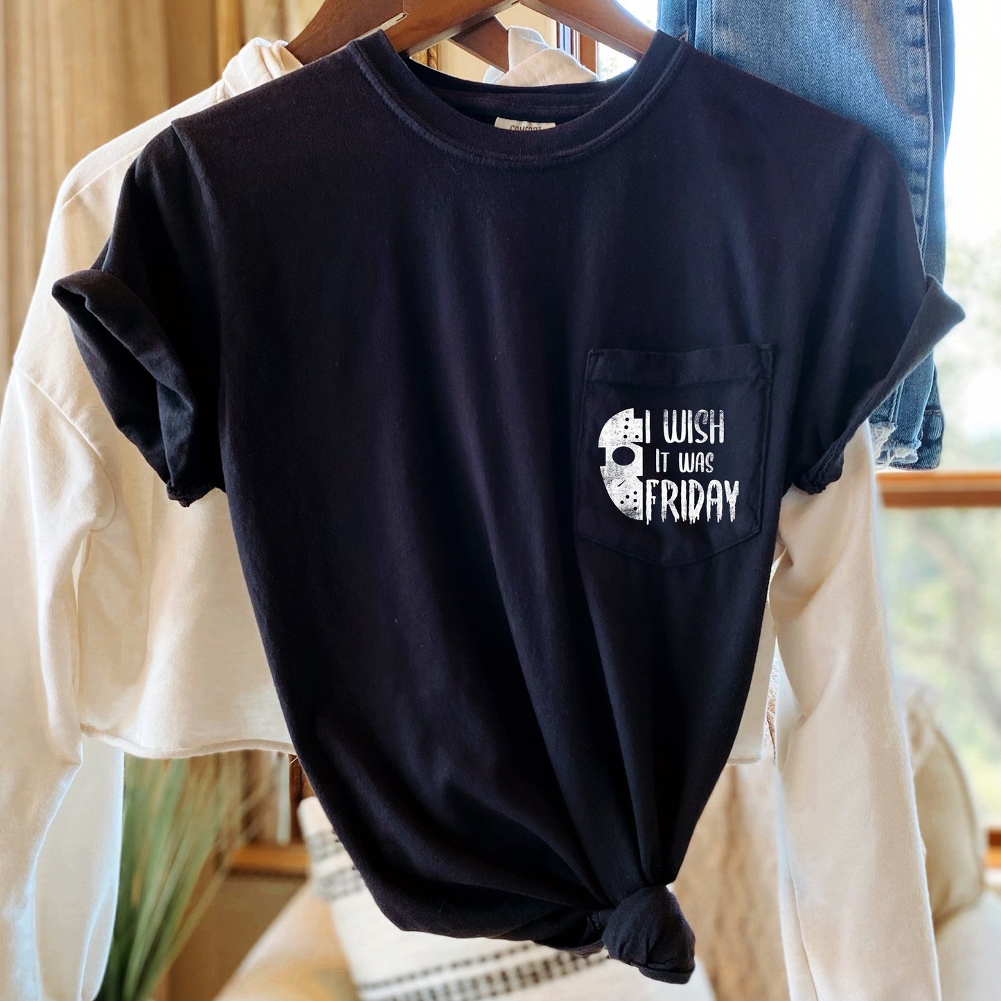 Halloween Pocket Comfort Colors T-shirt I Wish It Was Friday by Refinery No. 1