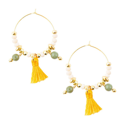 Pomelo Tassel Hoop Earrings