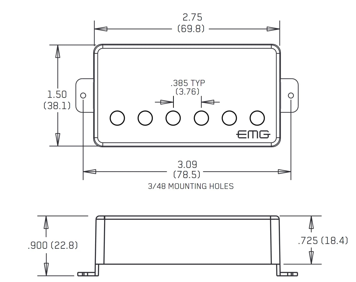 EMG Black Chrome James Hetfield Humbucker Pickups Set