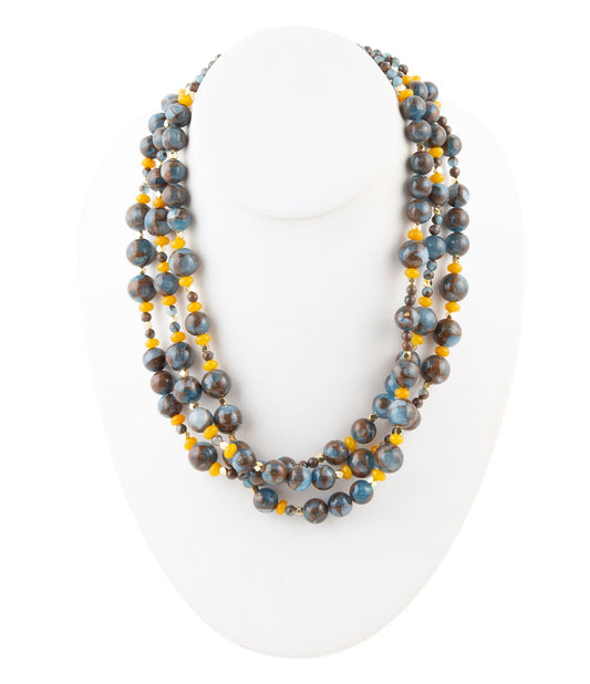 Prairie Blue and Yellow Quartz Golden Strand Necklaces