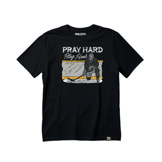 Pray Hard Play Hard Hockey Tee Unisex Cotton T-Shirt