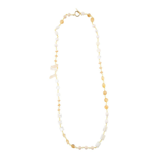 Precious White Pearl and Crystal Necklace