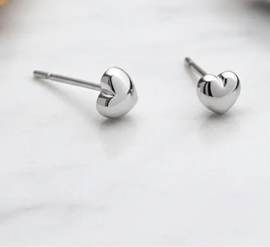 Chubby Heart Premium S925 Sterling Silver Stud Earrings