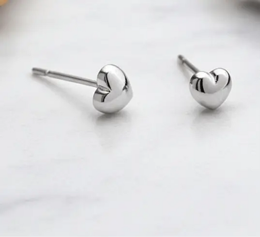 Chubby Heart Premium S925 Sterling Silver Stud Earrings