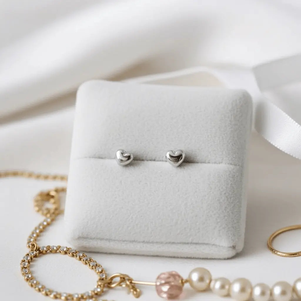 Chubby Heart Premium S925 Sterling Silver Stud Earrings