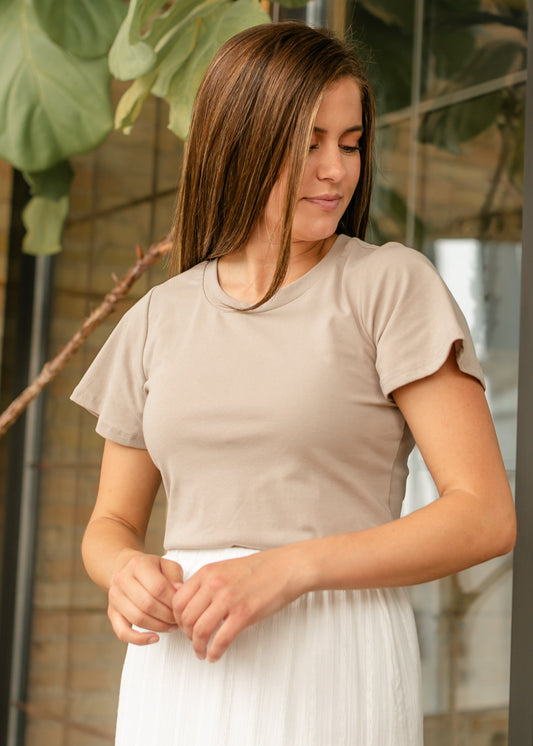 Essential Flutter Sleeve Sand Top Inherit Co.