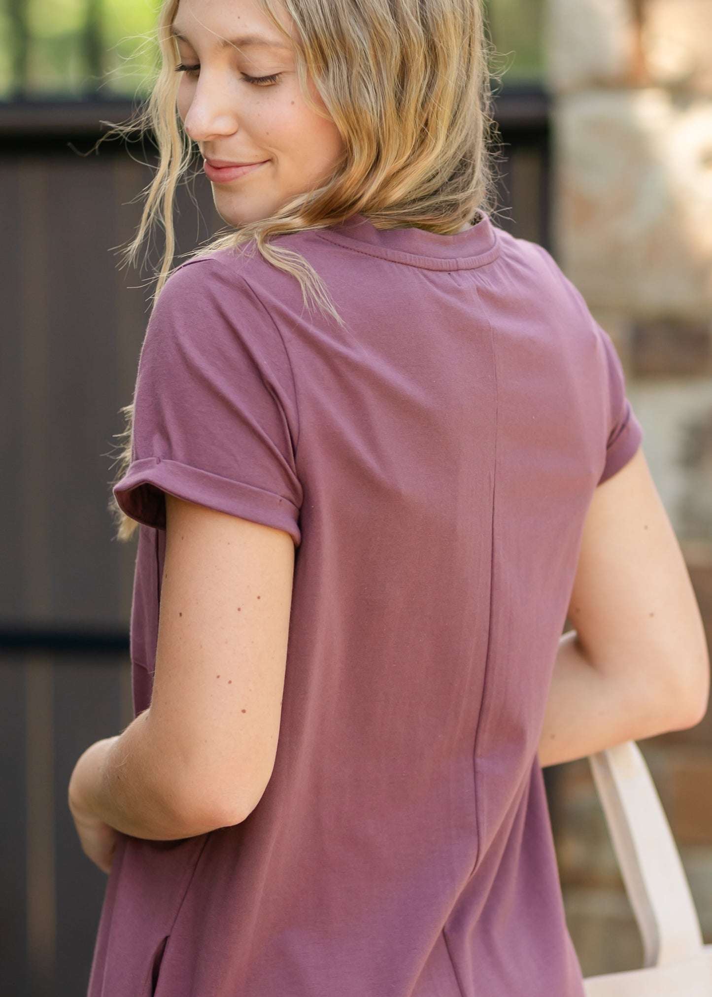 Finley V-neck Berry Midi T-shirt Dress Inherit Co.