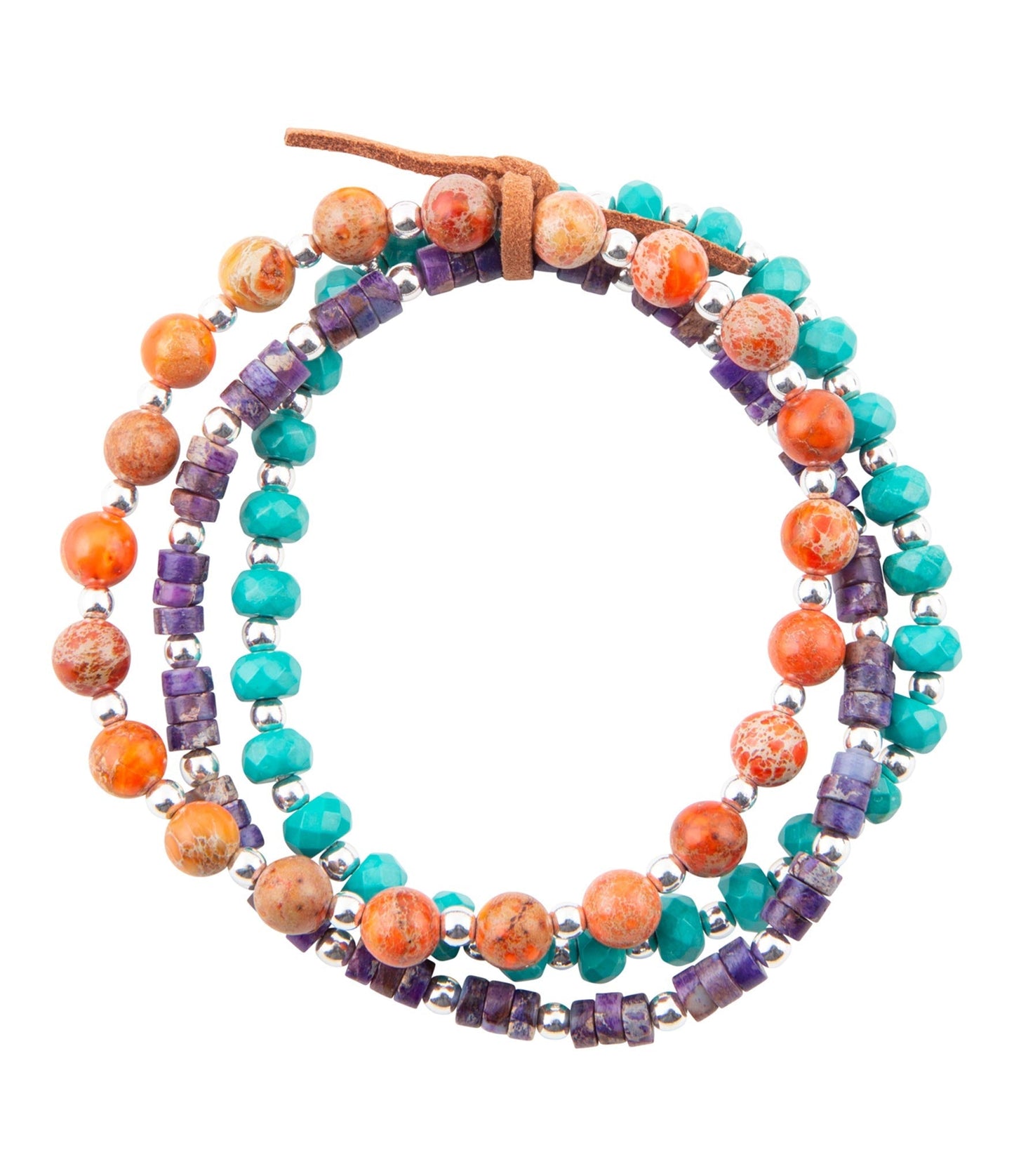 Prescott Blue Magnesite Purple and Orange Bracelet Set