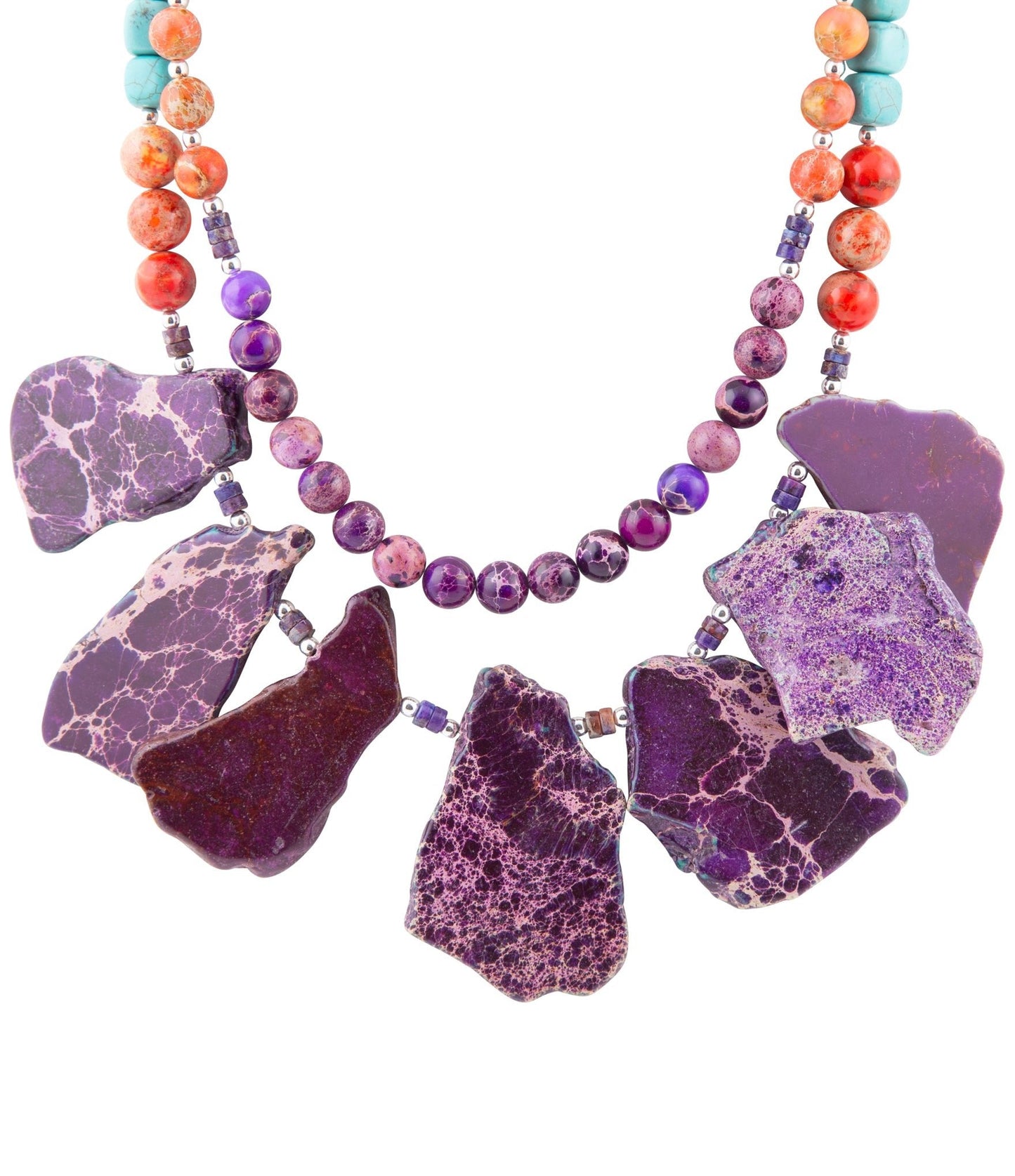 Prescott Blue Magnesite Purple and Orange Statement Necklace