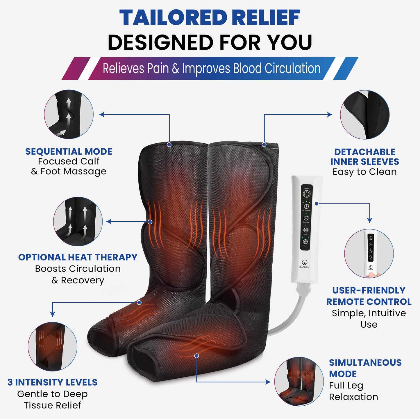 Leg & Foot Air Compression System Relaxable iReliev