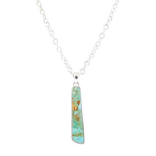 Pueblo Blue Turquoise and Sterling Silver Pendant Necklace
