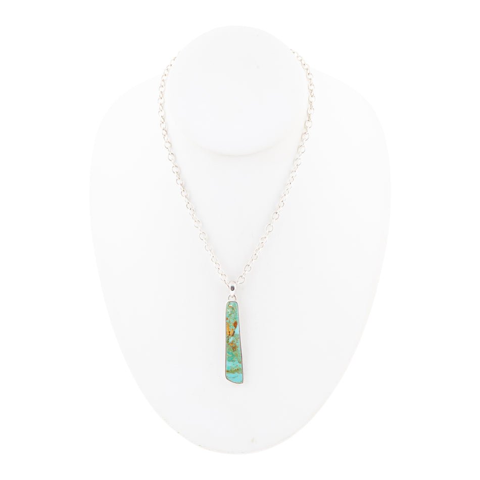 Pueblo Blue Turquoise and Sterling Silver Pendant Necklace
