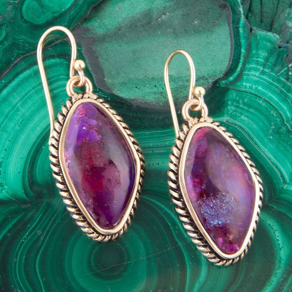 Purple Turquoise Boulder Statement Earrings