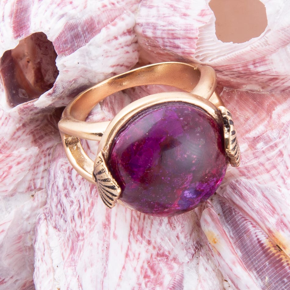 Purple Turquoise Golden Statement Ring