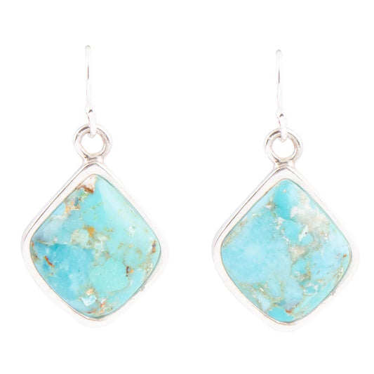 Puzzled Blue Turquoise Sterling Silver Earrings
