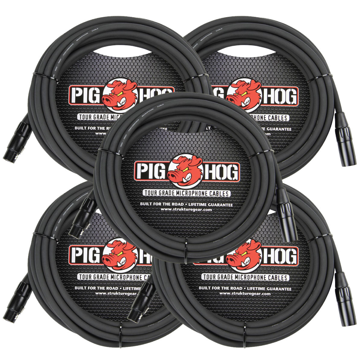 Pig Hog PHM30 8mm High Performance 30 Foot Microphone Cable 5 Pack