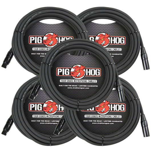 Pig Hog PHM30 8mm High Performance 30 Foot Microphone Cable 5 Pack