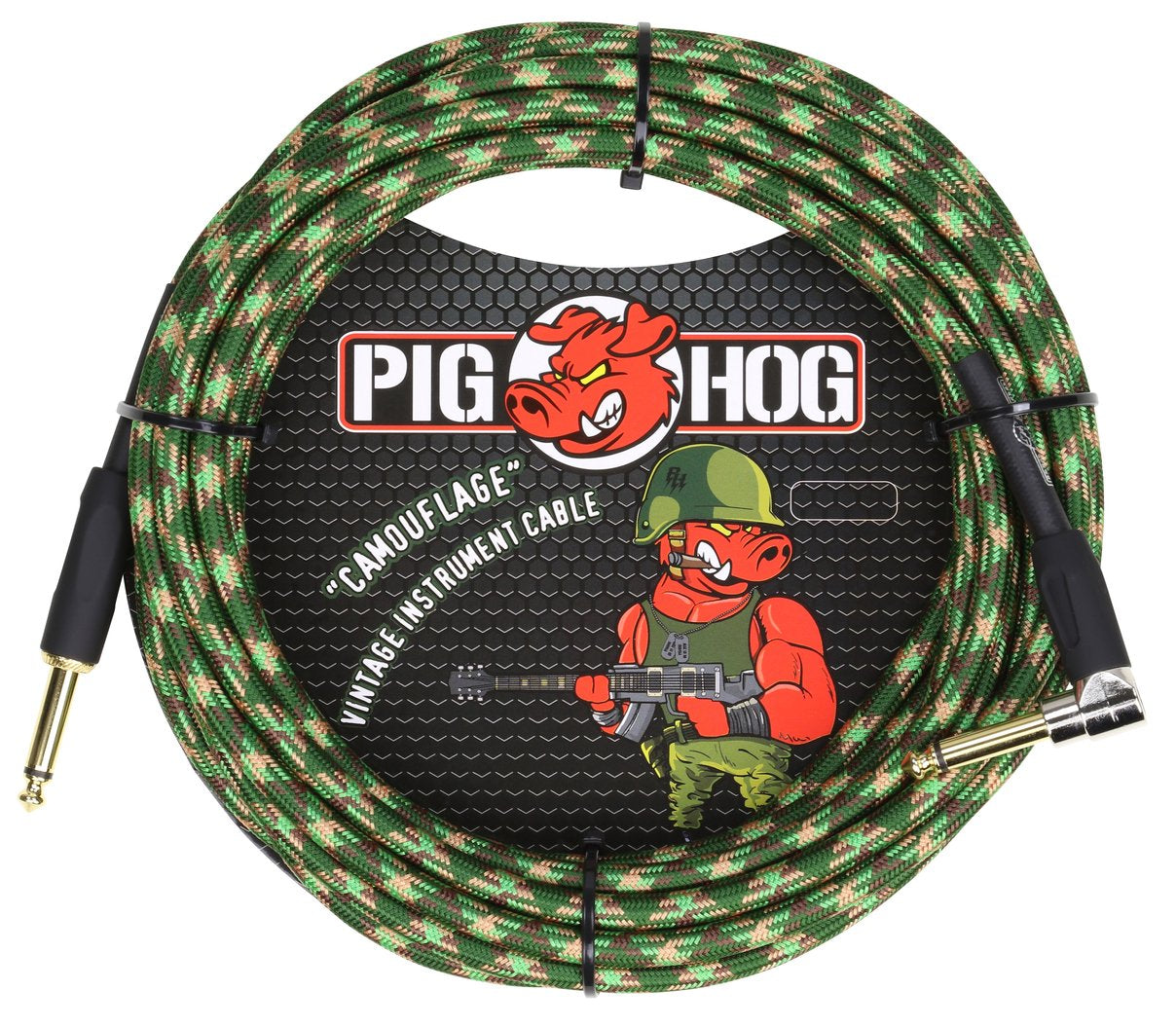 Pig Hog Camouflage Instrument Cable 20ft Foot Right Angle PCH20CFR  Lifetime Warranty!