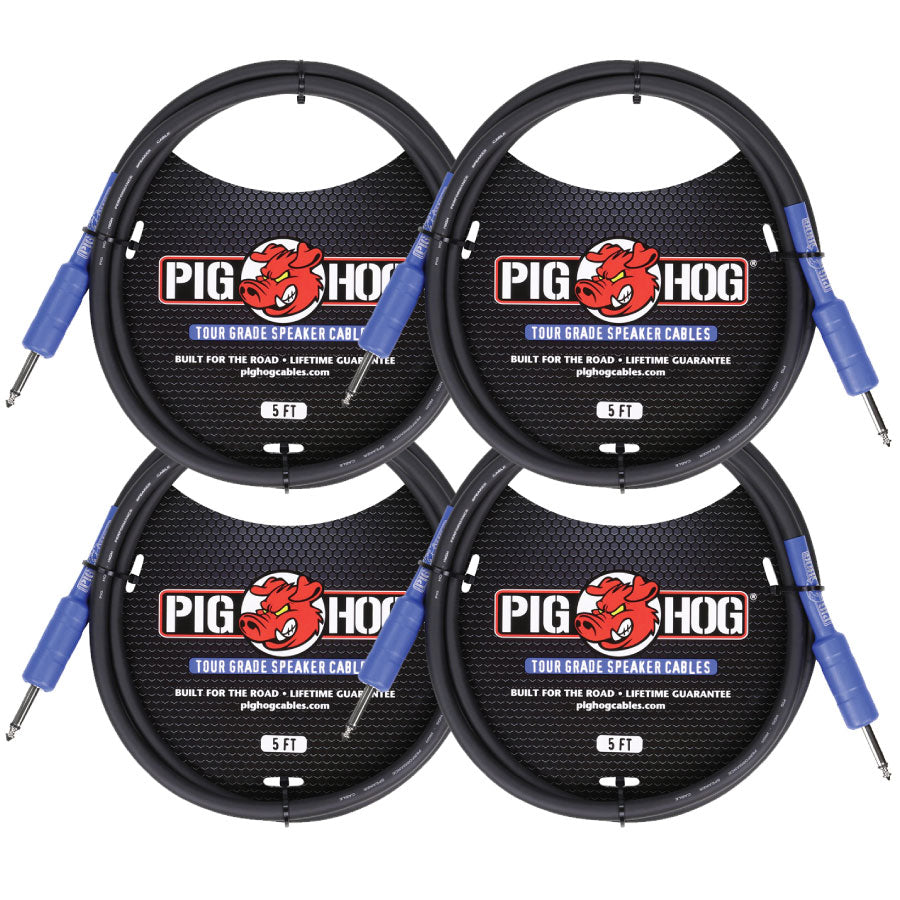 9.2mm Gauge Wire Speaker Cable 5 Ft 4 Pack Pig Hog PHSC5