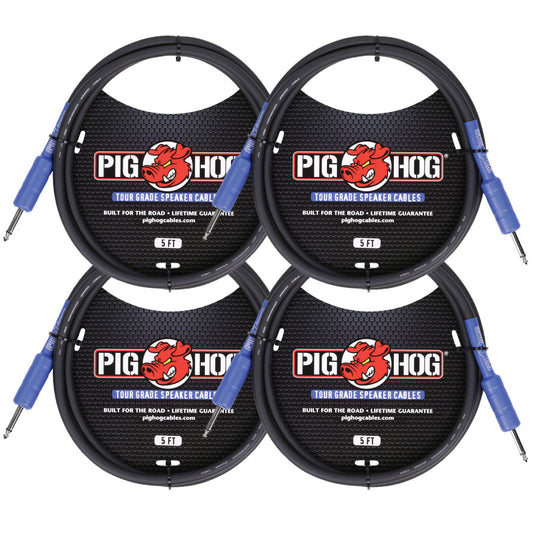 9.2mm Gauge Wire Speaker Cable 5 Ft 4 Pack Pig Hog PHSC5