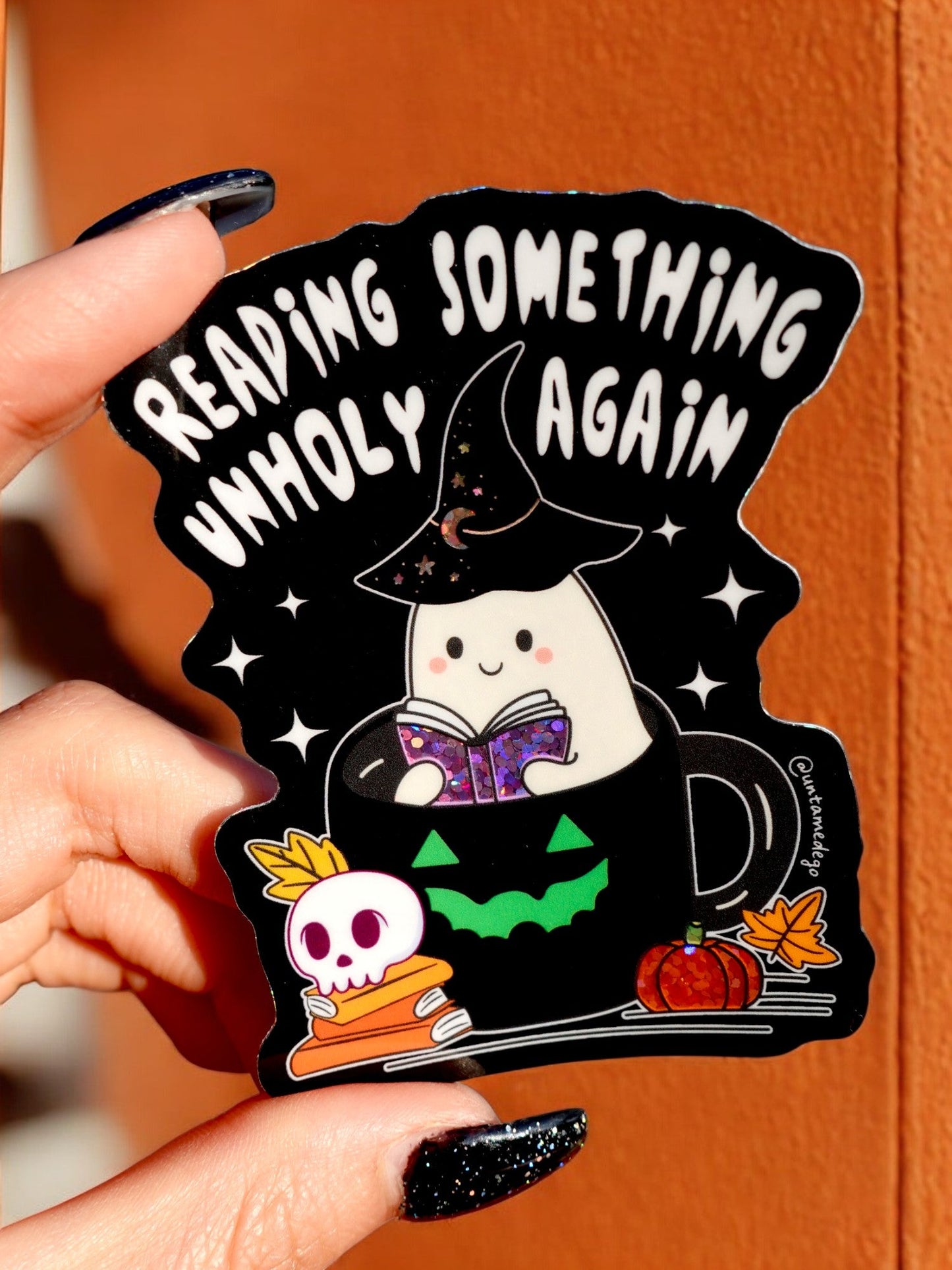 Reading Something Unholy Again Halloween Sticker
