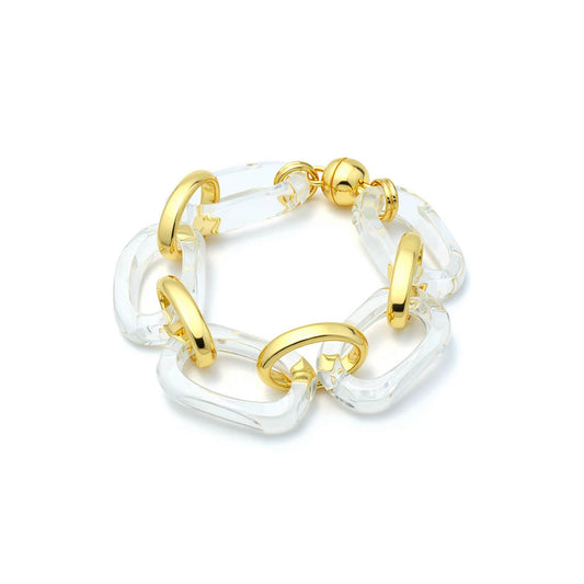 Clear Rectangle Lucite Bracelet Magnetic Clasp Link Bracelet